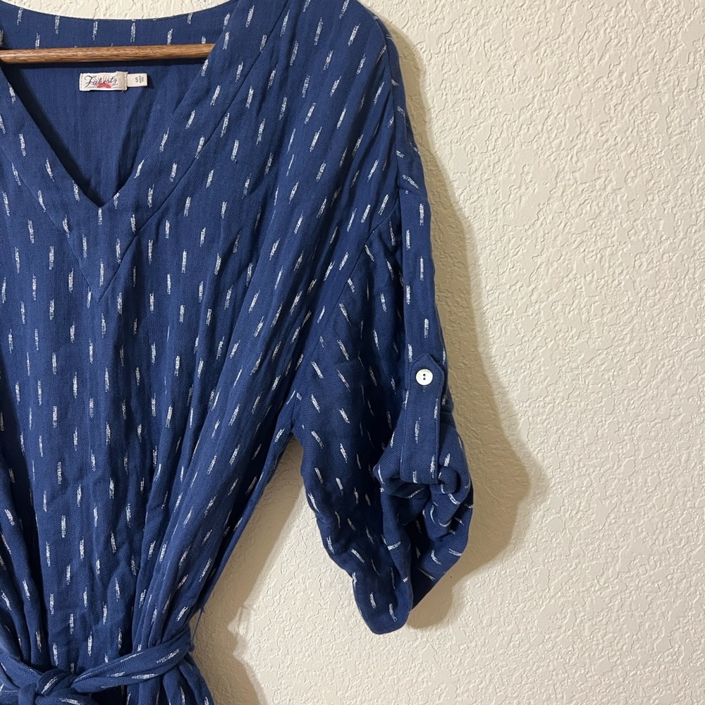 Faherty | Atlantic Avenue Tie Front Printed Midi Dress Women’s S - Picture 3 of 6